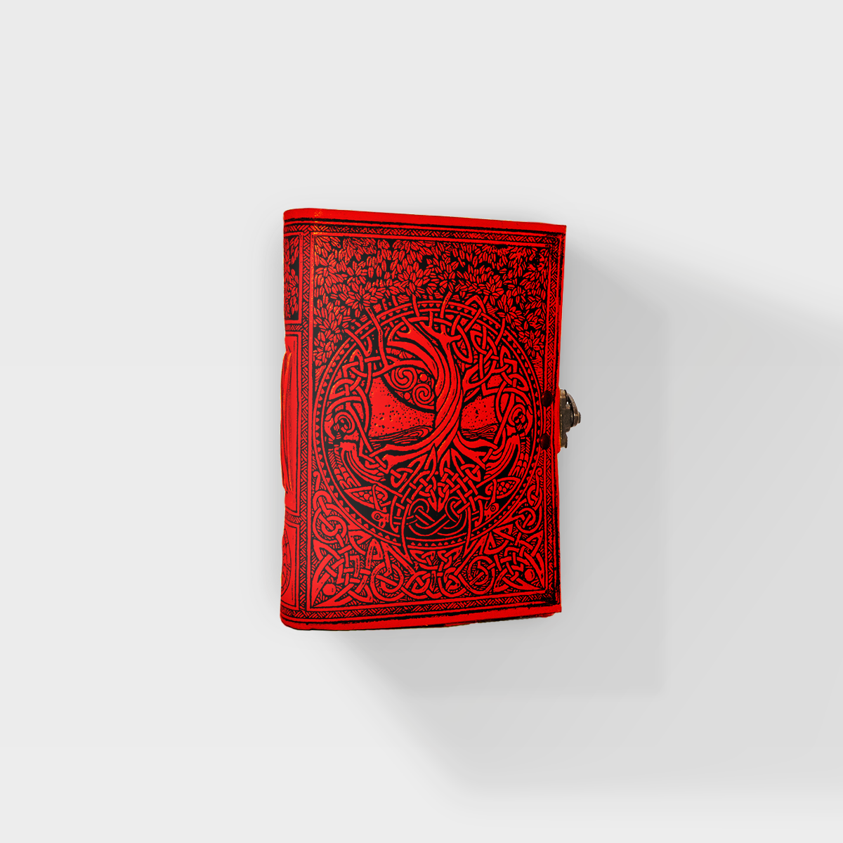 Celtic - Tree of Life and Rivers of Wisdom - 5x7 - Red Leather Journal