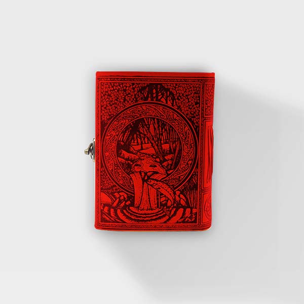 Celtic - Tree of Life and Rivers of Wisdom - 5x7 - Red Leather Journal - Image 4