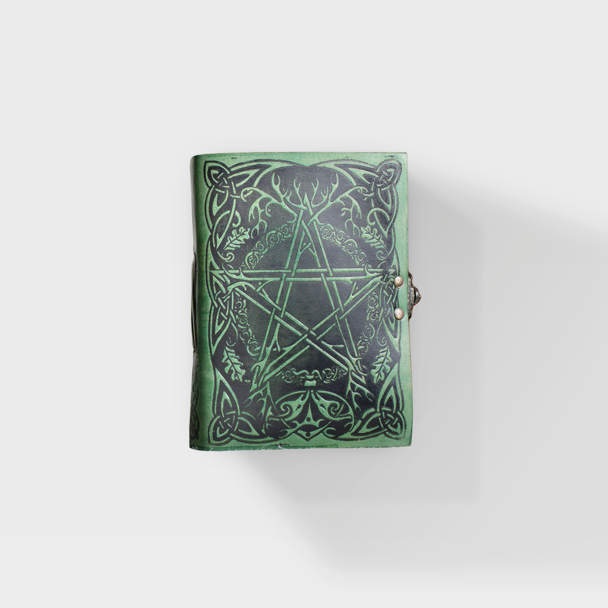 Earth Pentacle - Jen Delyth - 5x7 - Green Leather Journal
