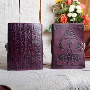 Egyptian Pharaohs Scarab - 5x7 - Purple Leather Journal