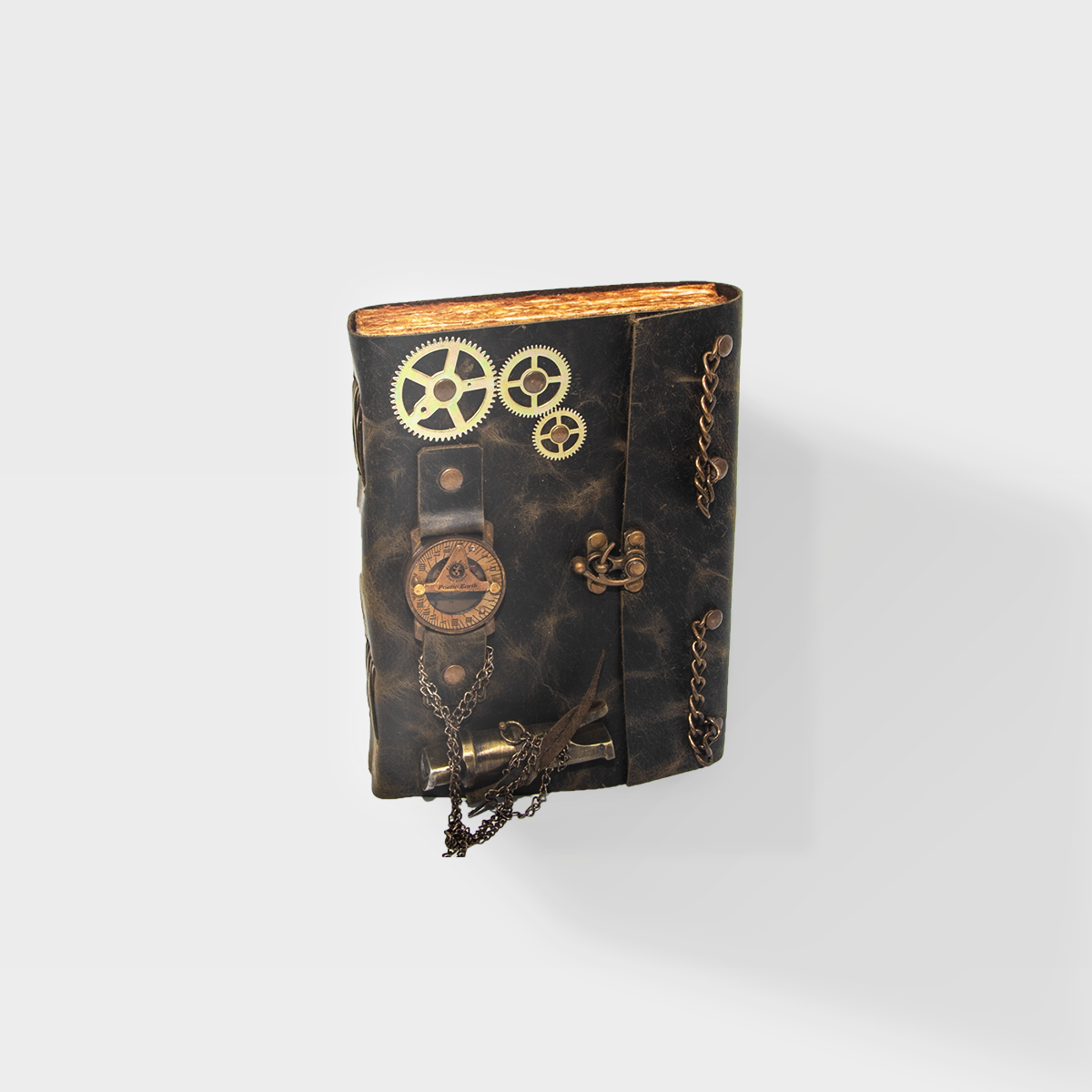 Time Travelers Steam Punk - 6x9 - Black Leather Journal