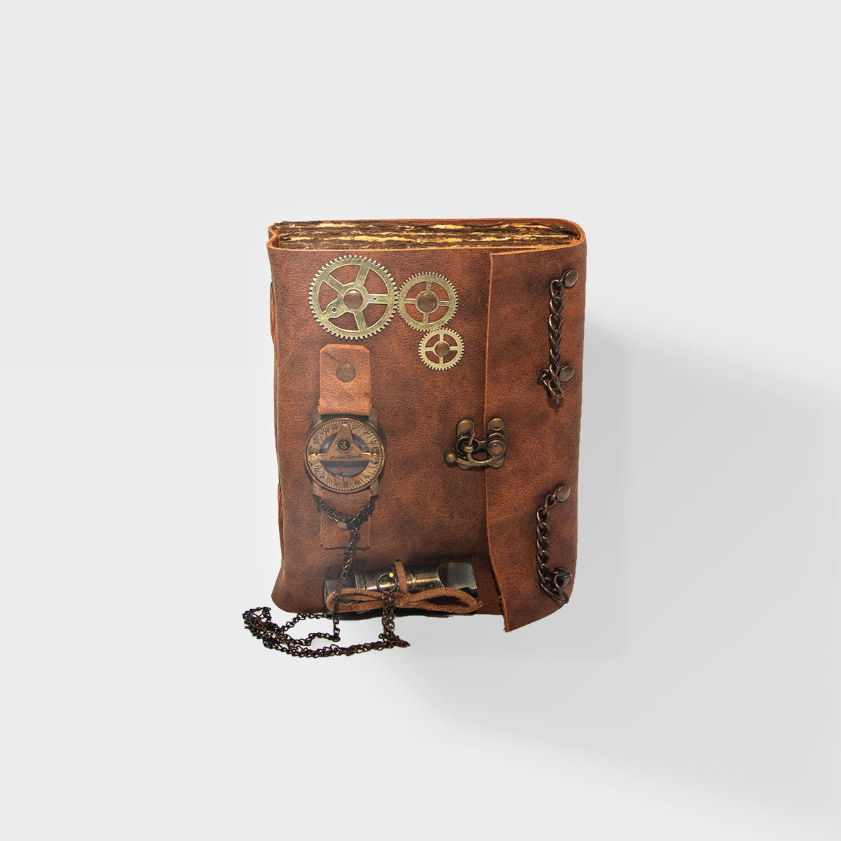 Time Travelers Steam Punk -7x9 - Brown Leather Journal