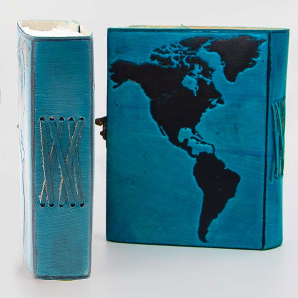 World Travelers Globe - 5x7 - Blue Leather Journal - Image 3