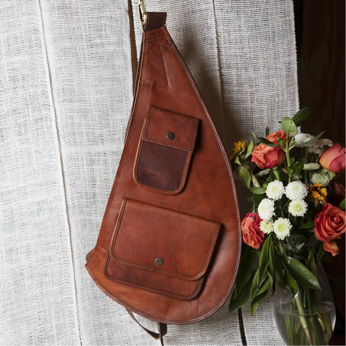 Leather Sling Bag Brown 2