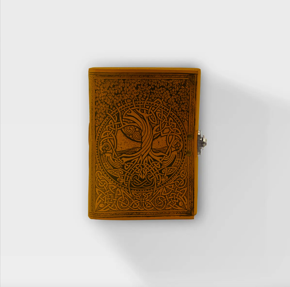 Celtic - Tree of Life and Rivers of Wisdom - 5x7 - Brown Leather Journal